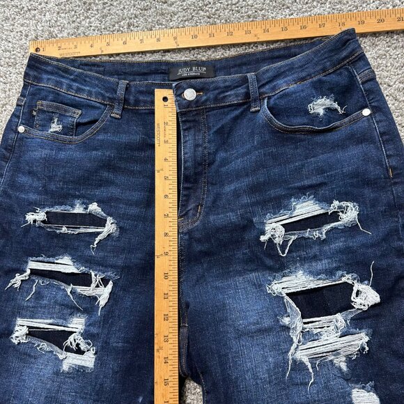 Judy Blue Los Angeles Blue Women Sz 3XL Denim High Rise Distressed Bermuda Short - Picture 5 of 9